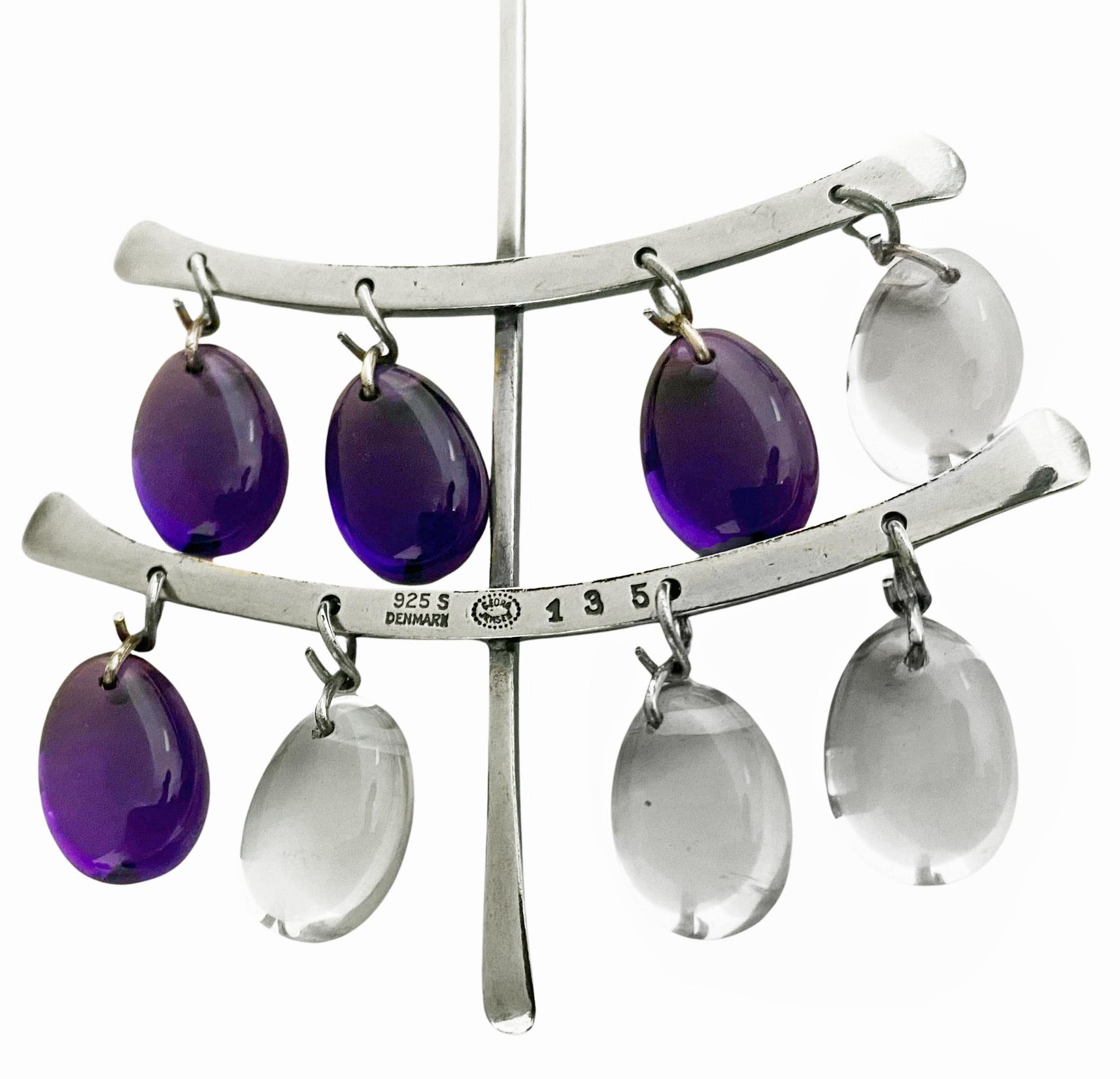 Ball Cut Georg Jensen Vivianna Torun Sterling Amethyst Quartz Necklace For Sale