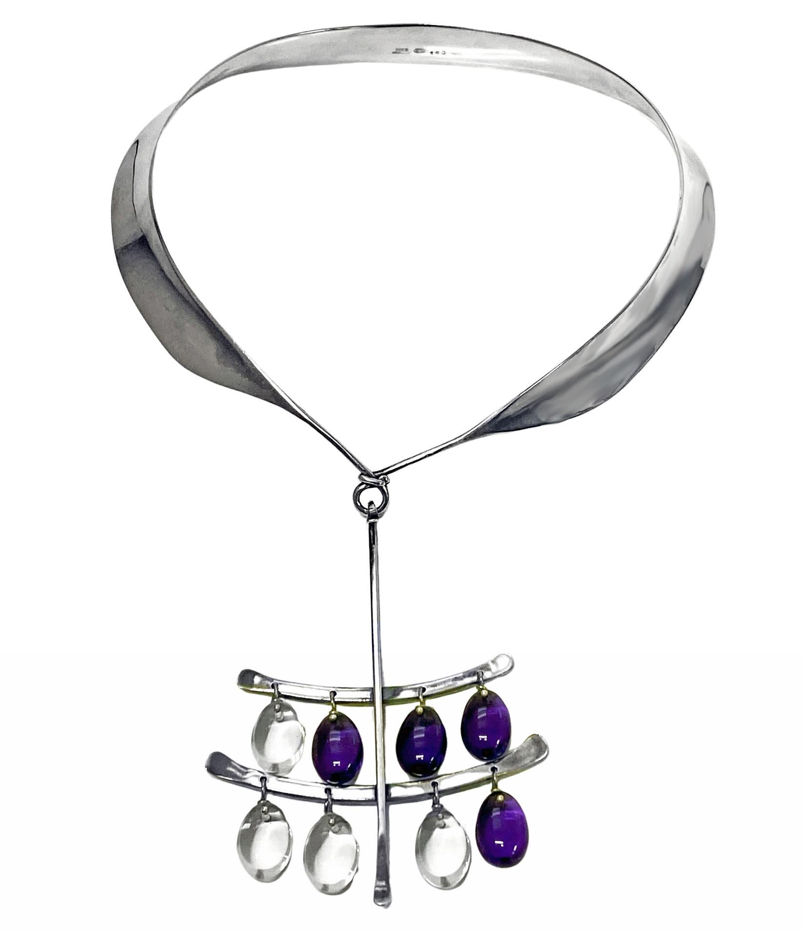 Women's Georg Jensen Vivianna Torun Sterling Amethyst Quartz Necklace For Sale