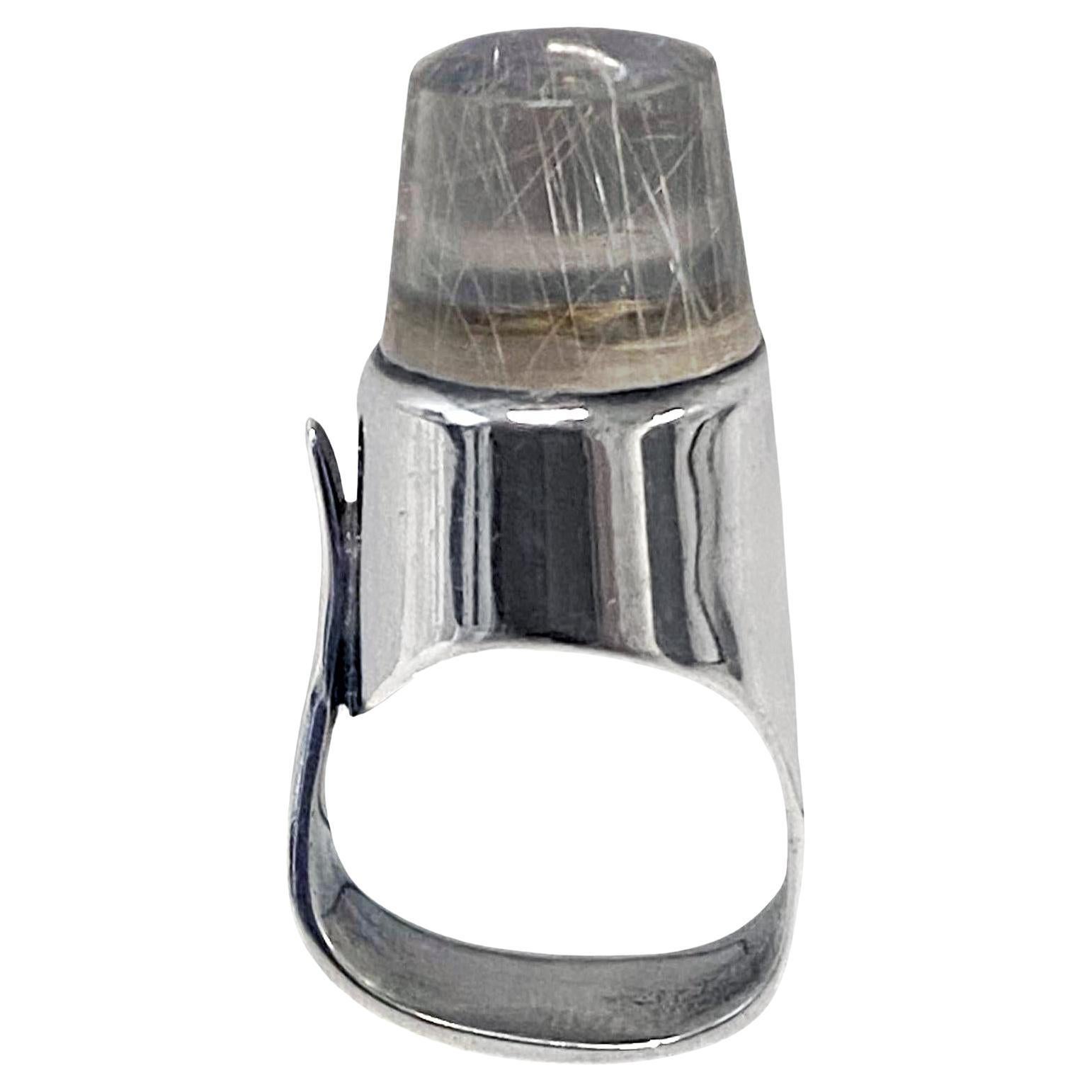 Georg Jensen Vivianna Torun Sterling Silver Rutilated Quartz Ring No. 151 For Sale