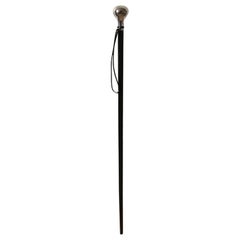 Vintage Georg Jensen Walking Stick in Black Lacquered Wood with Sterling Silver Knop