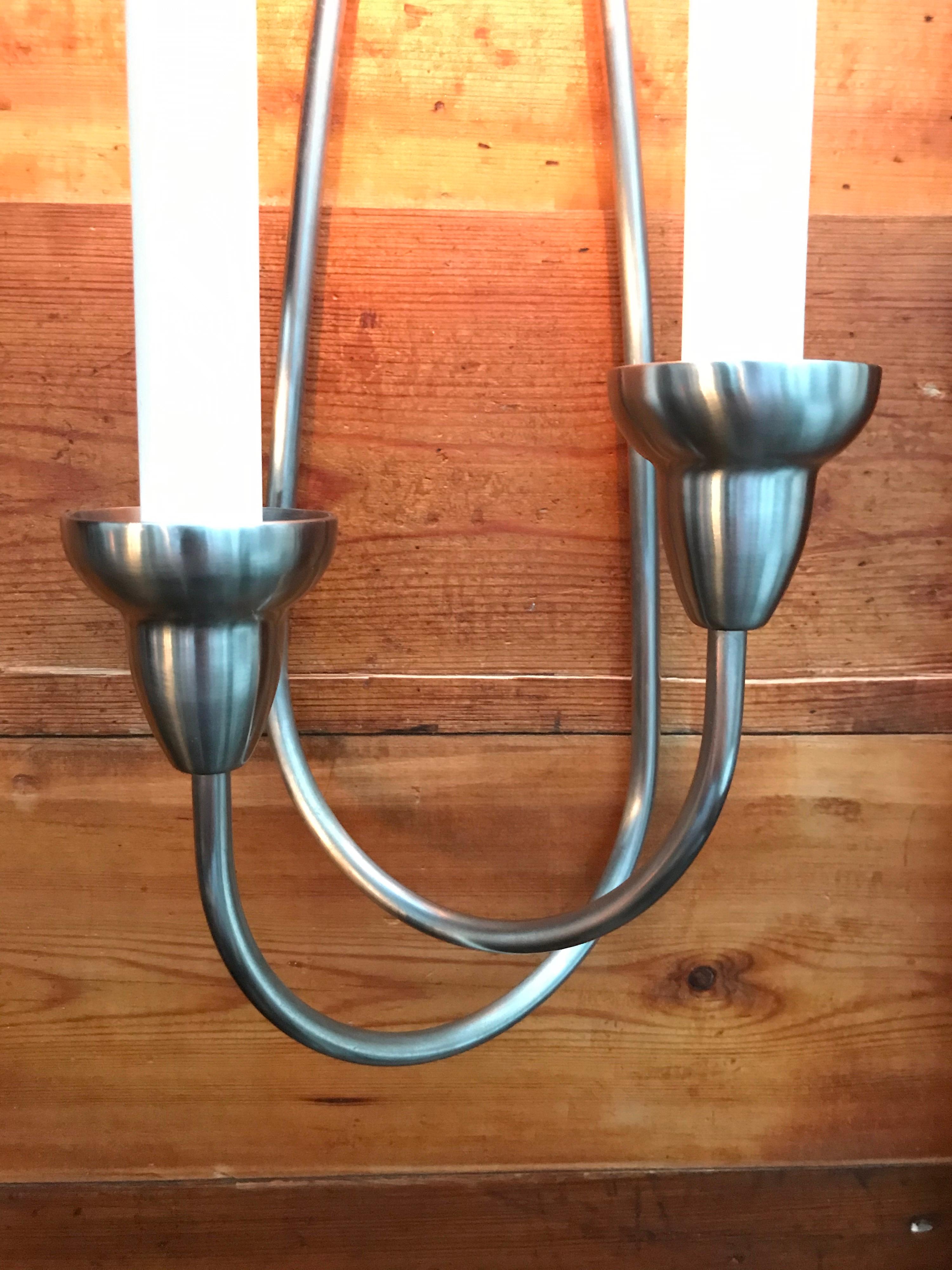 Late 20th Century Georg Jensen Wall Mounted Candleholder in Stainless Steel