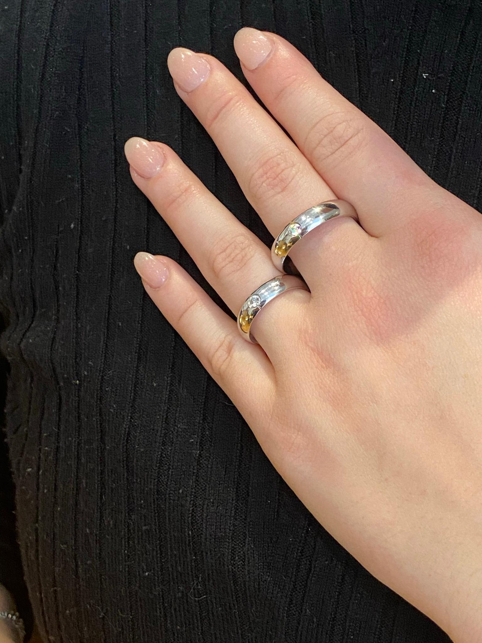 Georg Jensen, Ehering, Weißgold mit Diamant im Angebot 5