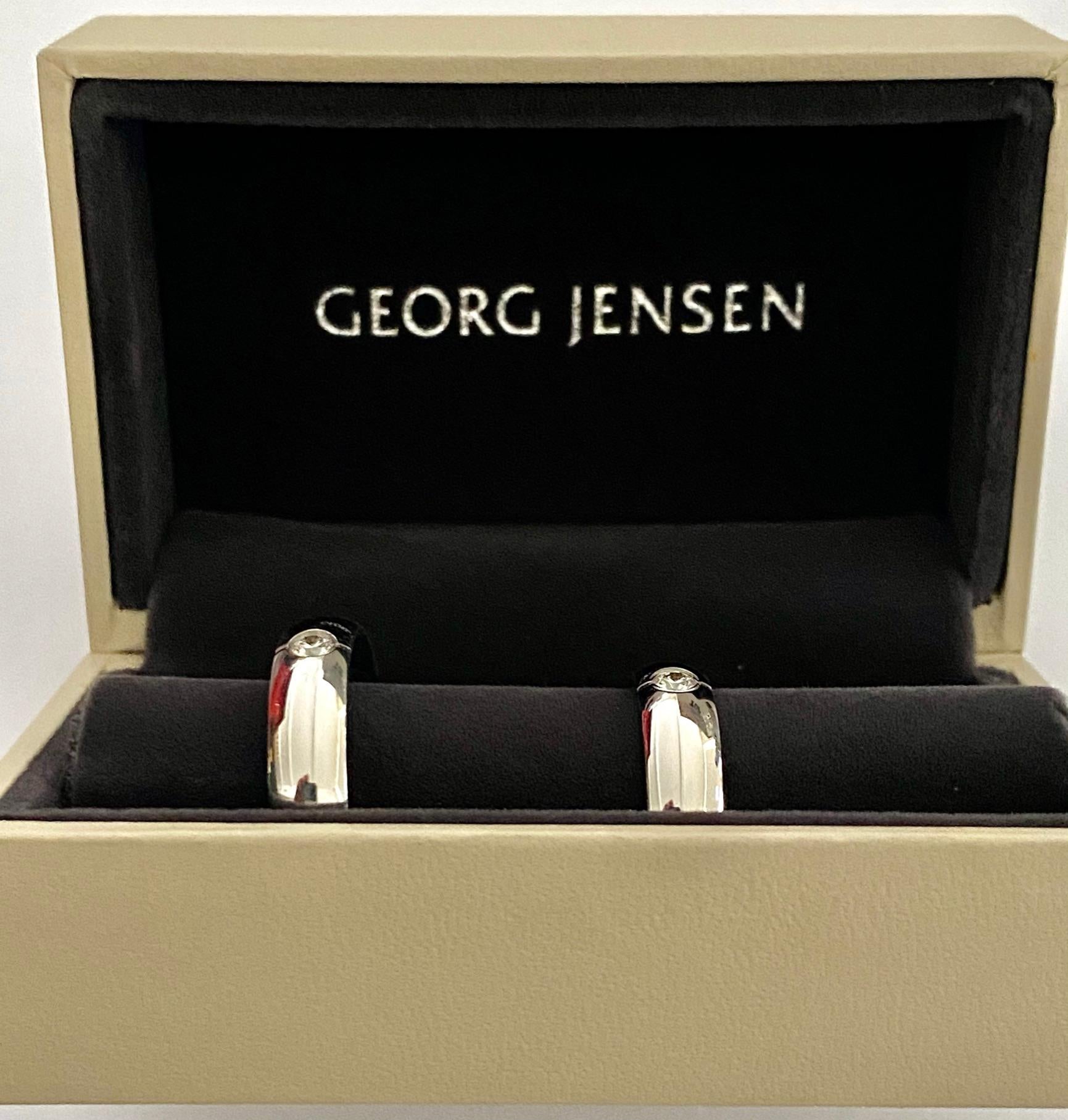 Georg Jensen, alliances, or blanc avec diamant en vente 2