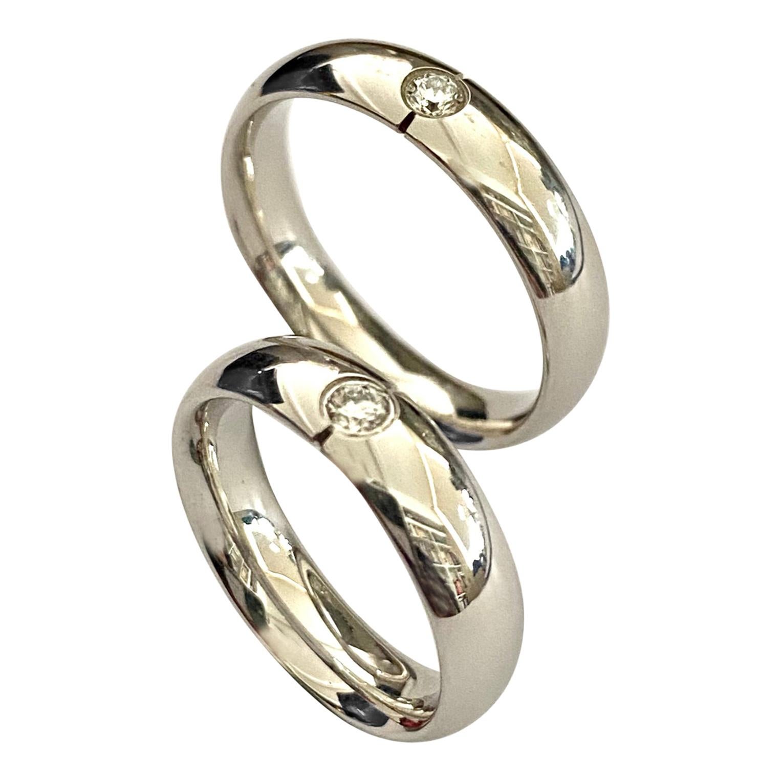 Georg Jensen, Wedding Rings, White Gold with Diamond For Sale at 1stDibs