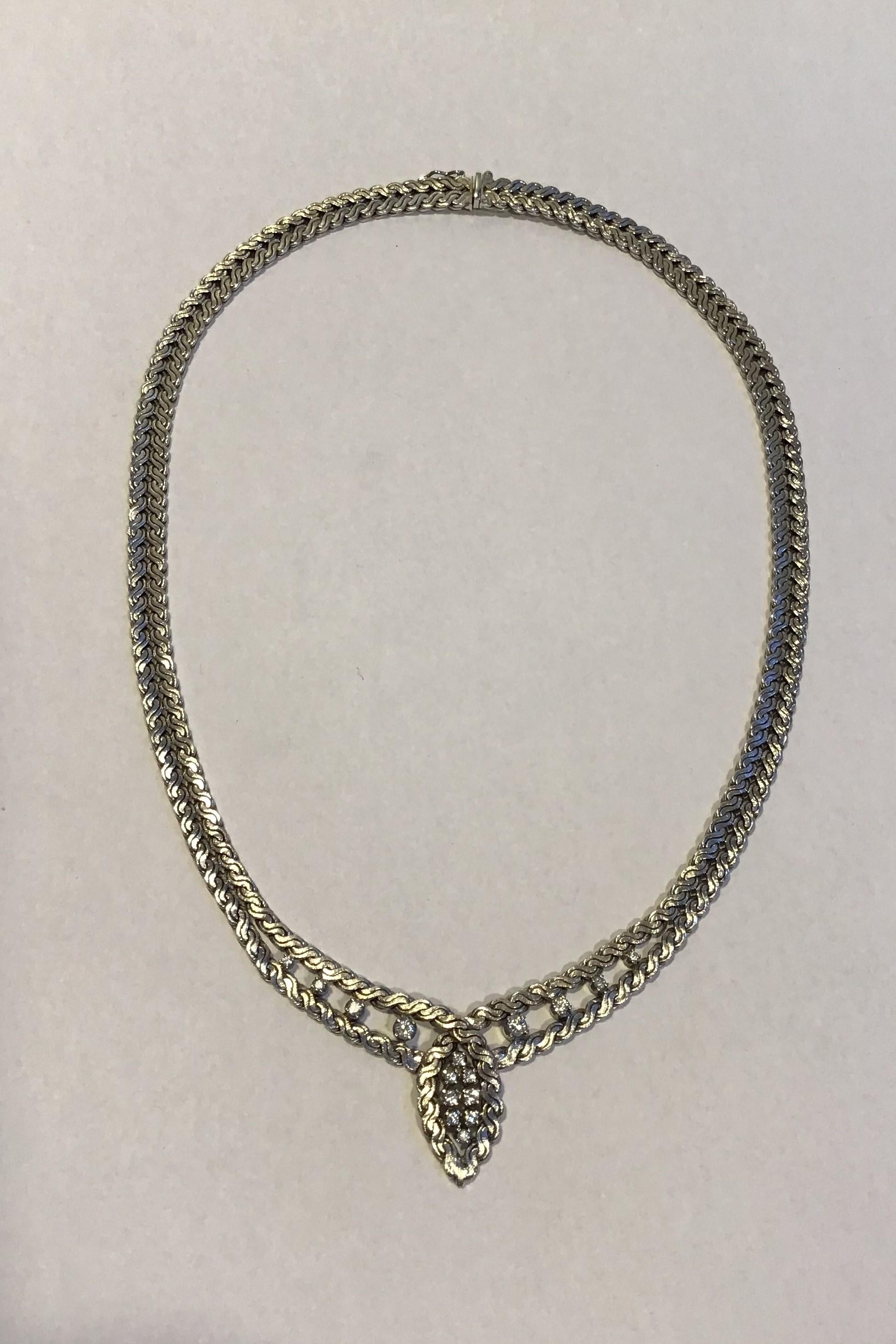 Georg Jensen & Wendel 18K Whitegold Necklace with Brillant cut Diamonds 

Measures 42 cm (16 17/32 in) 
Weight 51.5 gr/1.82 oz