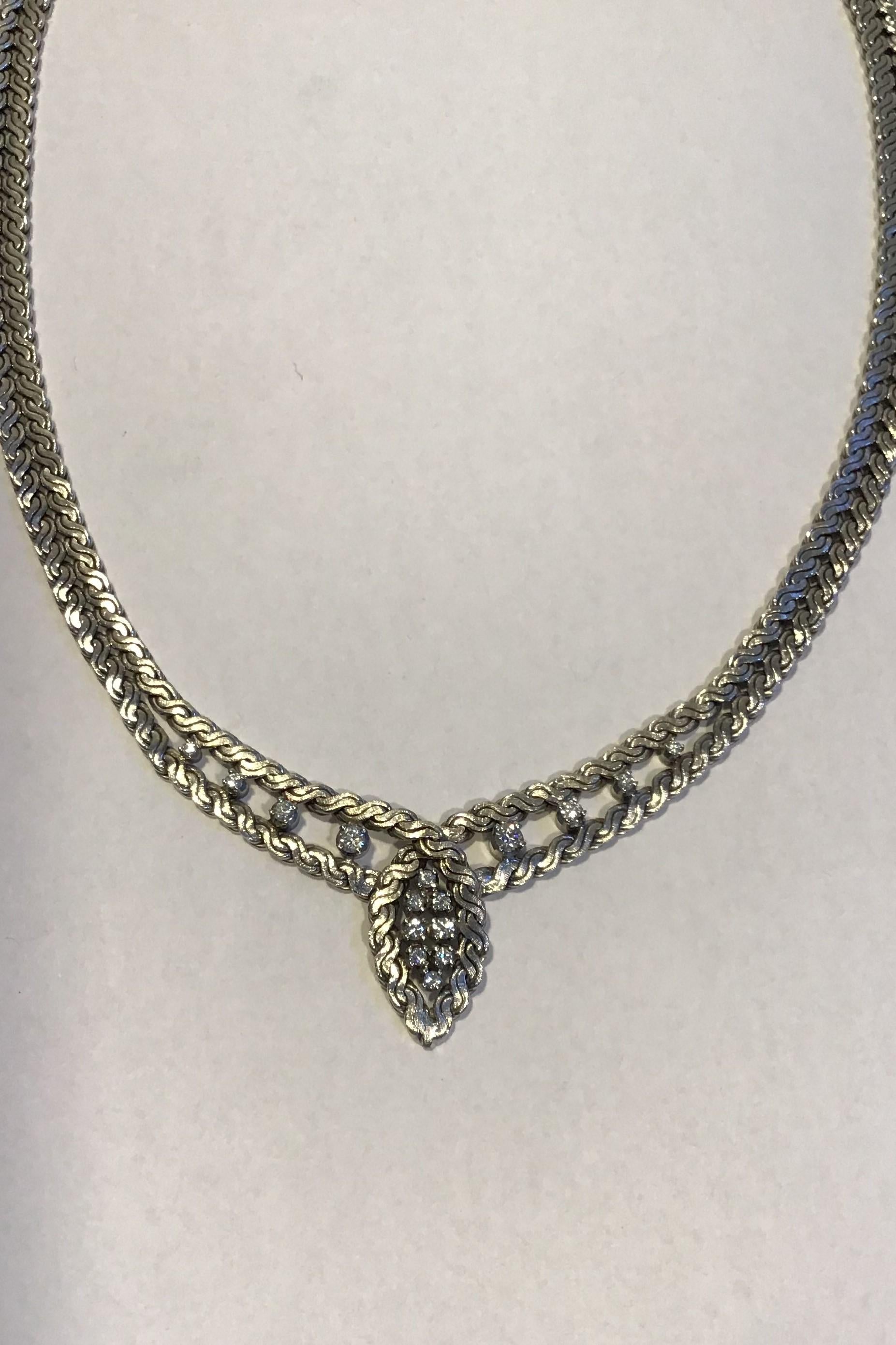 Modern Georg Jensen & Wendel 18 Karat Whitegold Necklace with Brilliant Cut Diamonds For Sale