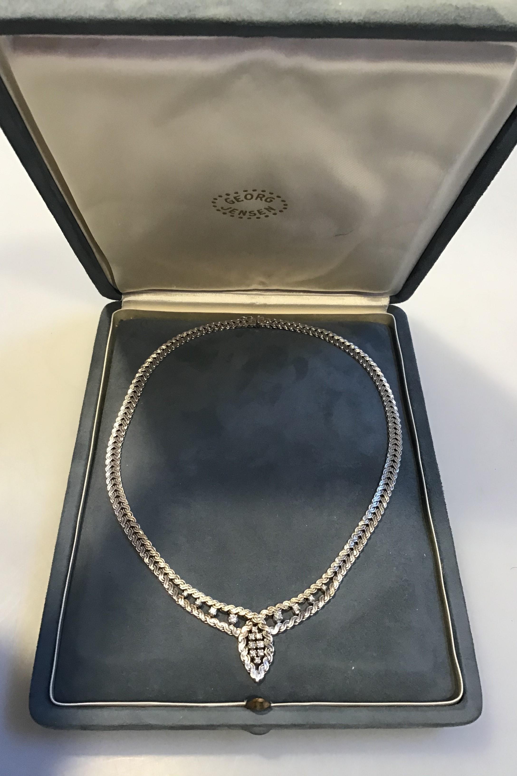 Georg Jensen & Wendel 18 Karat Whitegold Necklace with Brilliant Cut Diamonds For Sale 1