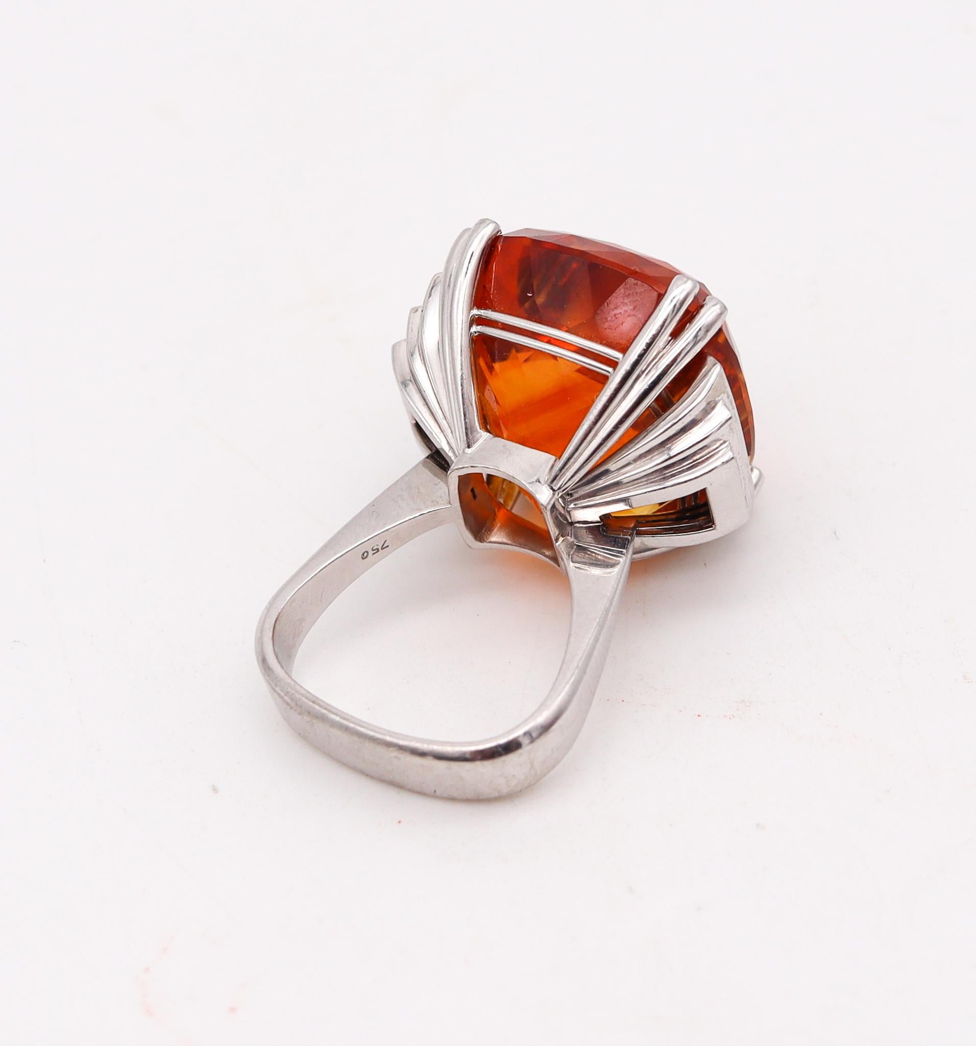 Georg Jensen & Wendel 1940 Art Deco Ring 18Kt Gold 49.41 Cts Diamonds Citrine In Excellent Condition For Sale In Miami, FL