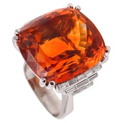 Georg Jensen & Wendel, bague Art déco 1940, or 18 carats, diamants 49,41 carats, citrine