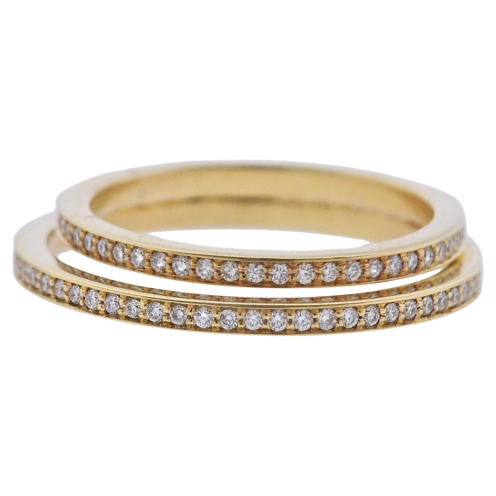 Georg Jensen Yellow Gold Double Pave Halo Ring 1633 A For Sale