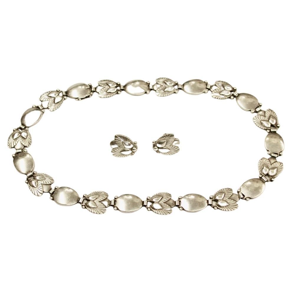 Georg Jensen"Bittersweet" Silver Necklace & Earrings, Designer Gundorph Albertus For Sale