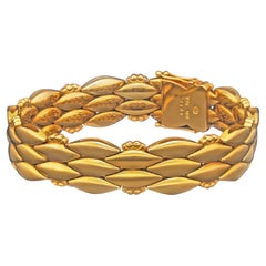 18 Karat Gelbgold-Armband von Georg Jenson mit Navette-Formgliedern, Dänemark 1963