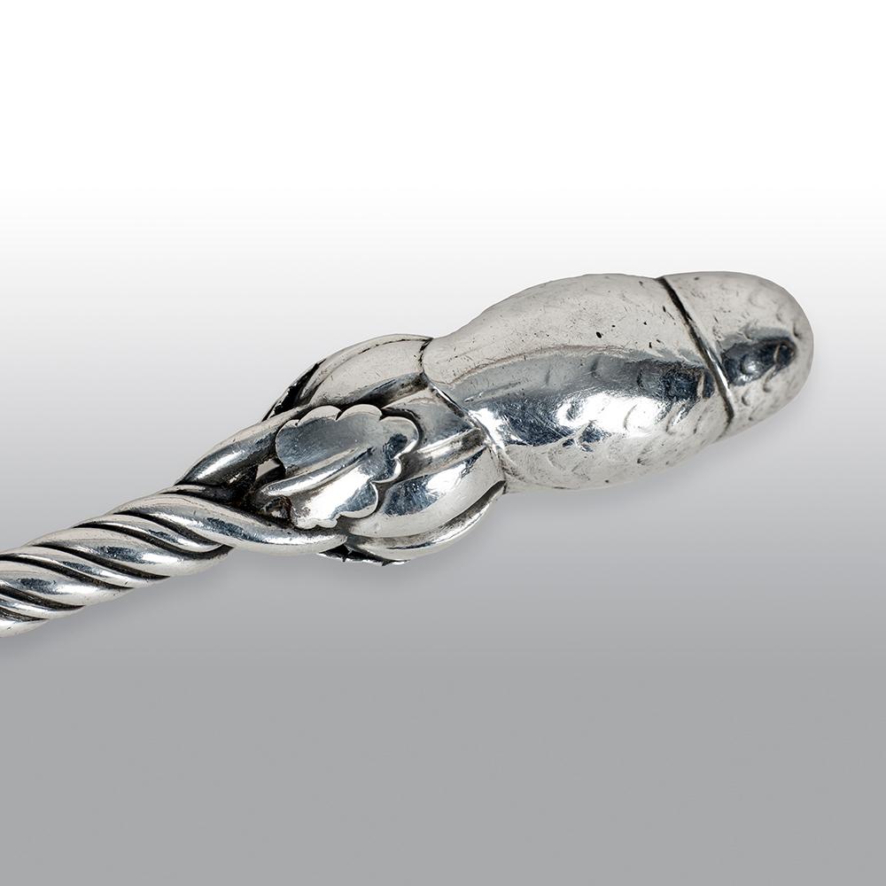 20th Century Georg Jensen Owl Serving Spoon and Fork No.39 For Sale