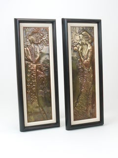 Georg Klimt Vienna Secession Pair „Demeter“ Art Nouveau Relief Panels, 1900s