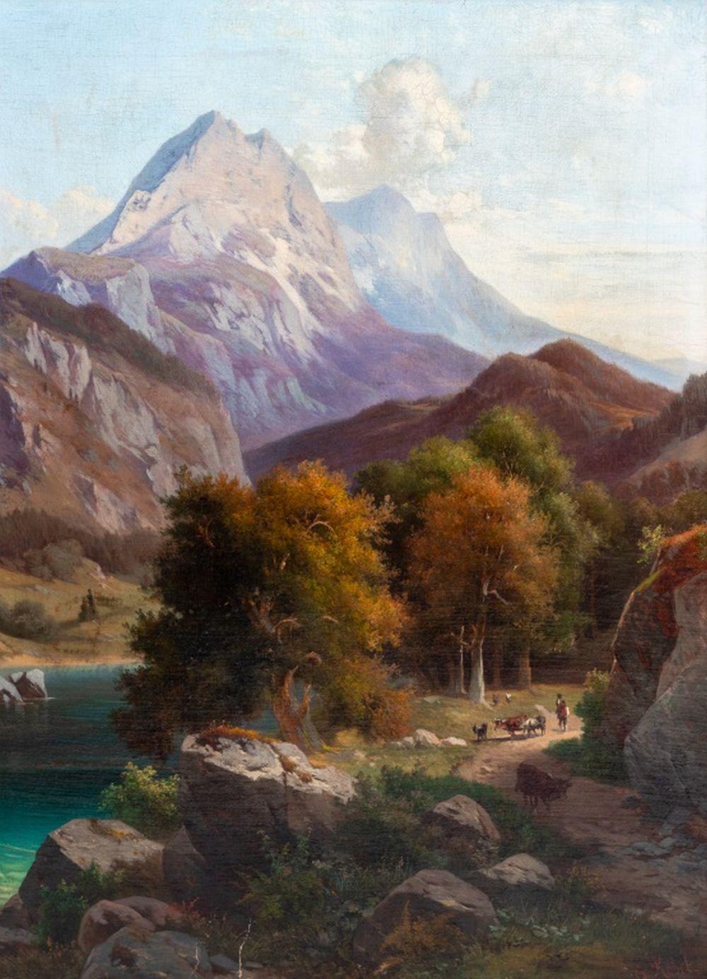 Alpine Landschaft – Painting von Georg Kobel