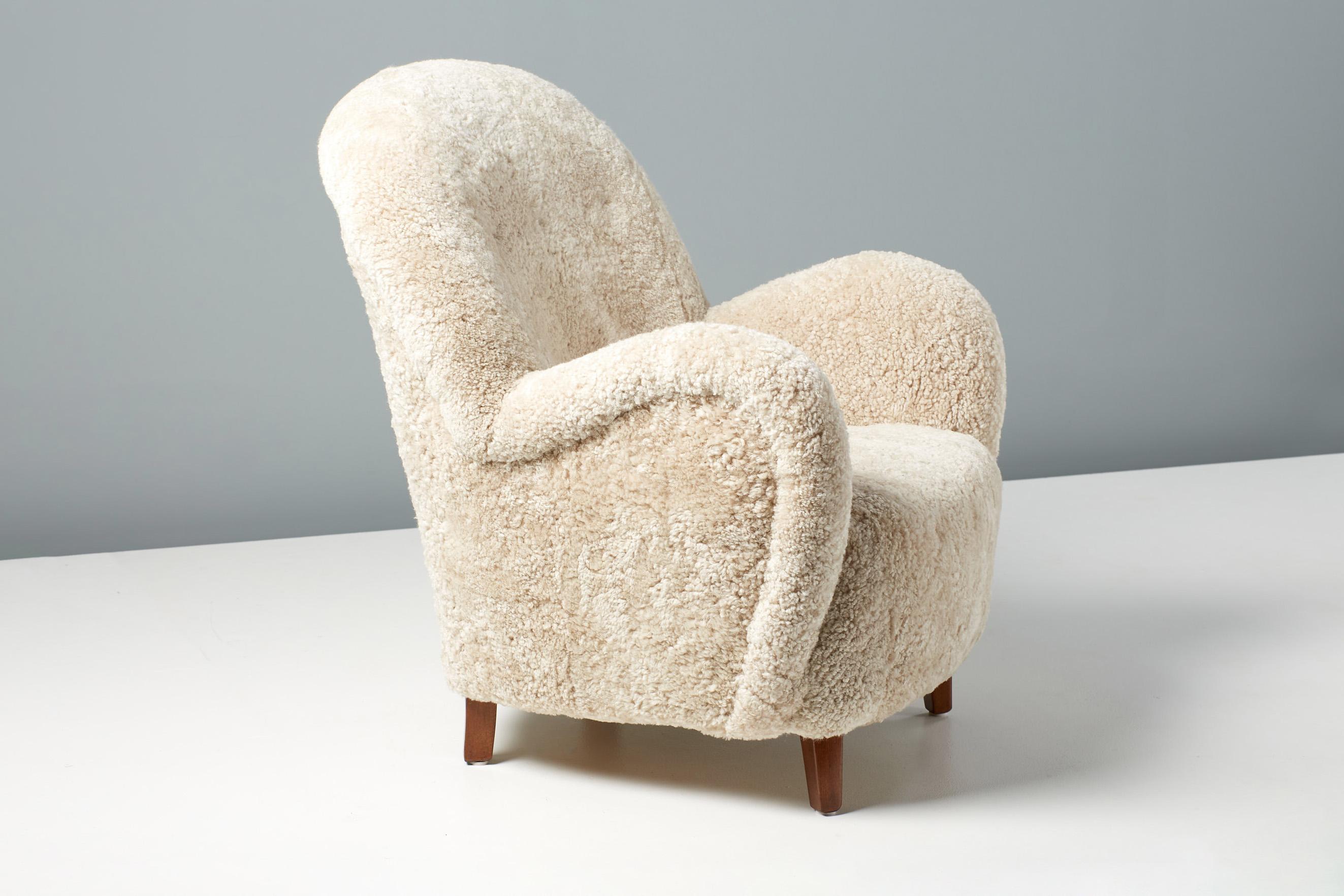 Georg Kofoed 1930s Sheepskin Lounge Chair In Excellent Condition In London, GB