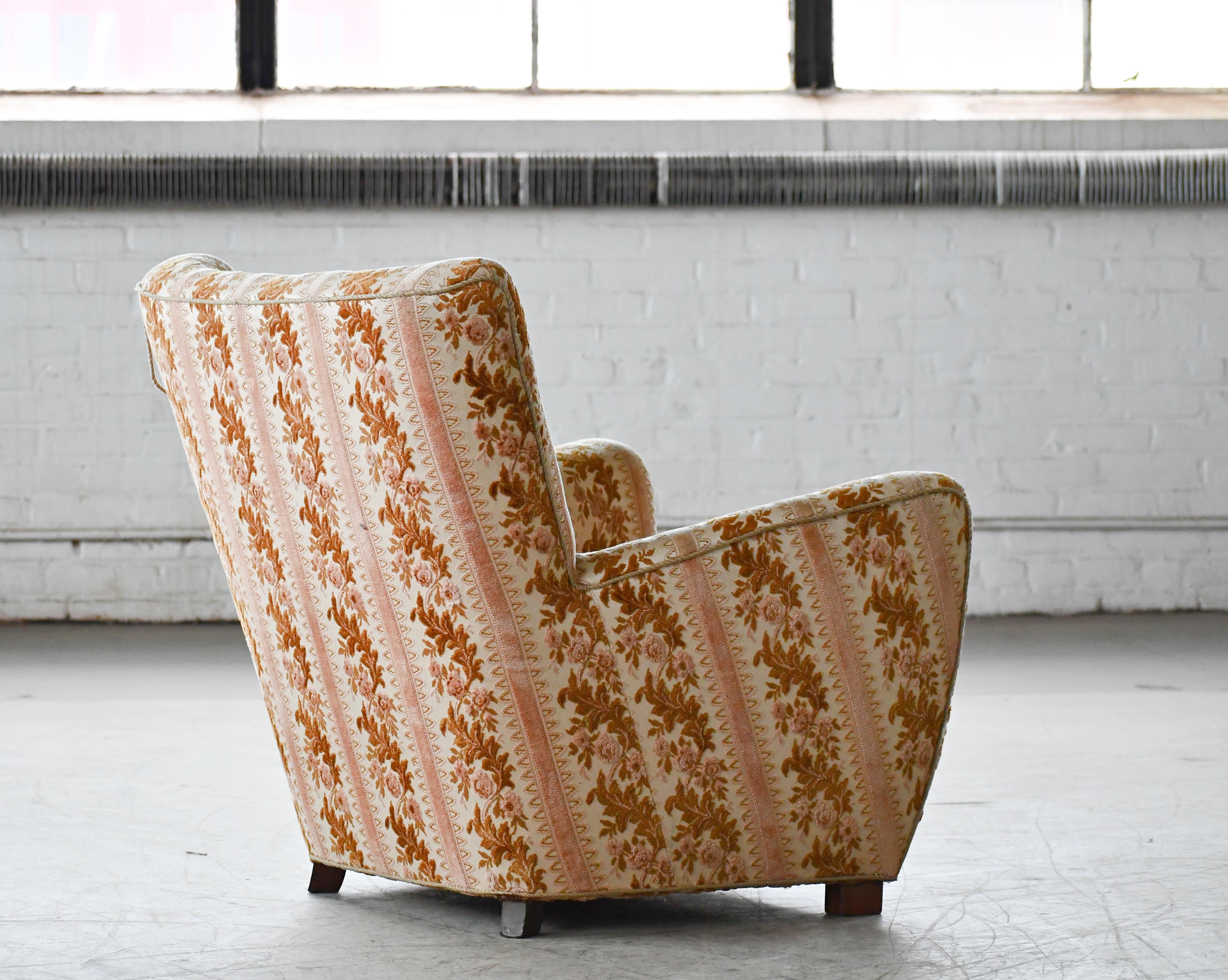 Wool Georg Kofoed Attributed Danish 1940s Lounge Chair