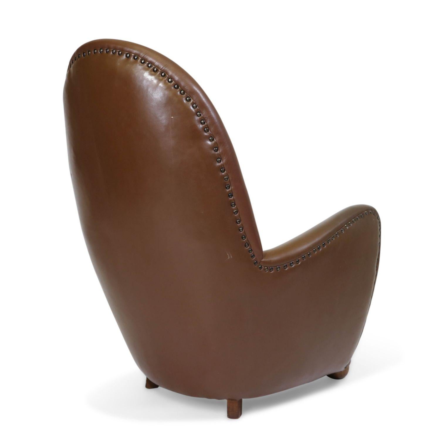 Leather Georg Kofoed Danish High-back Lounge Chair For Sale