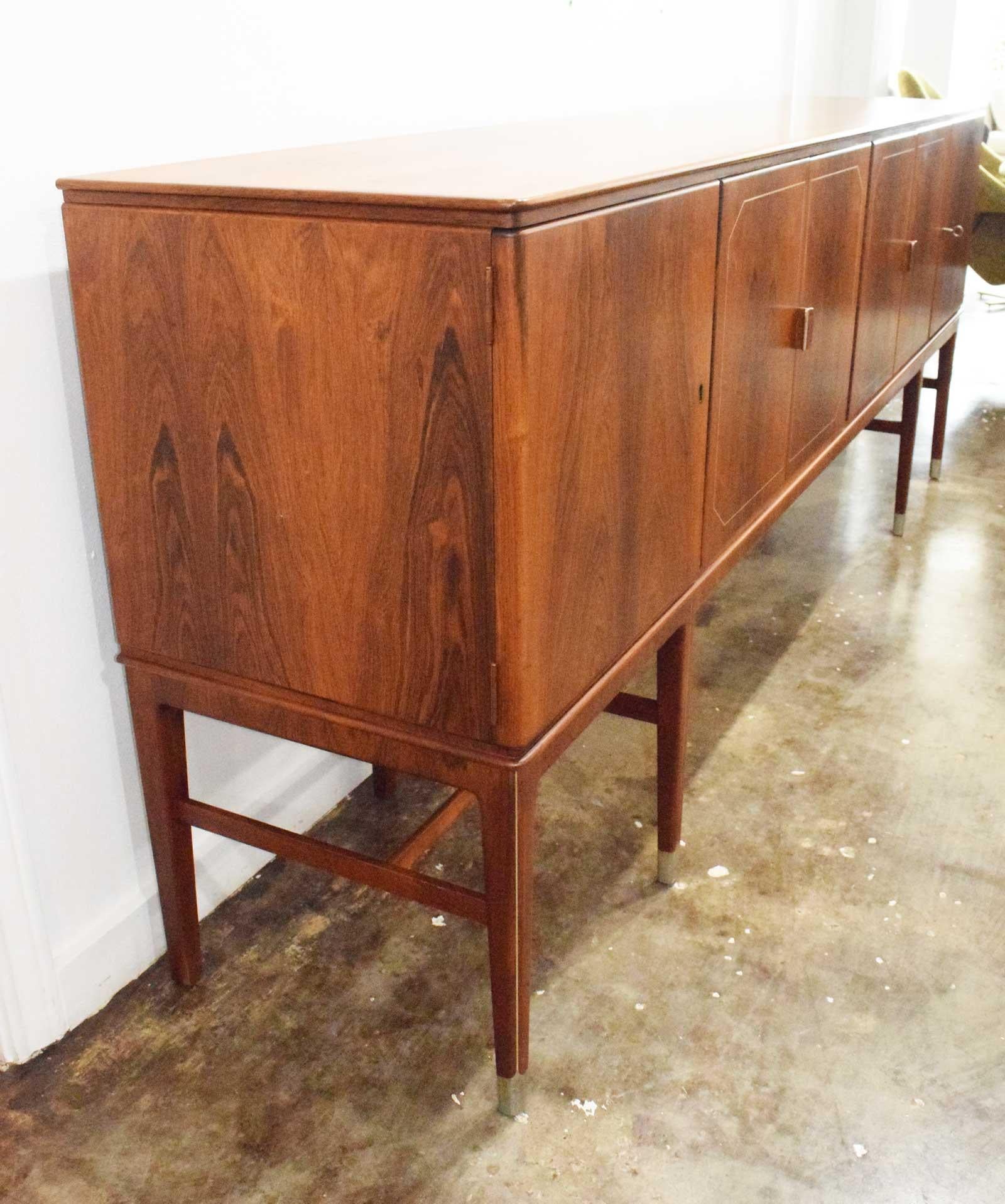 Danish Georg Kofoed Large Brazilian Rosewood Credenza with Gold Inlays