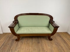 Art Deco Sofa in Walnut, with Original Green Fabric and finish by Georg Kofoed
