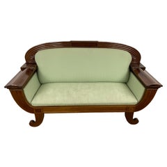 Art Deco Sofa in Walnut, with Original Green Fabric and finish by Georg Kofoed