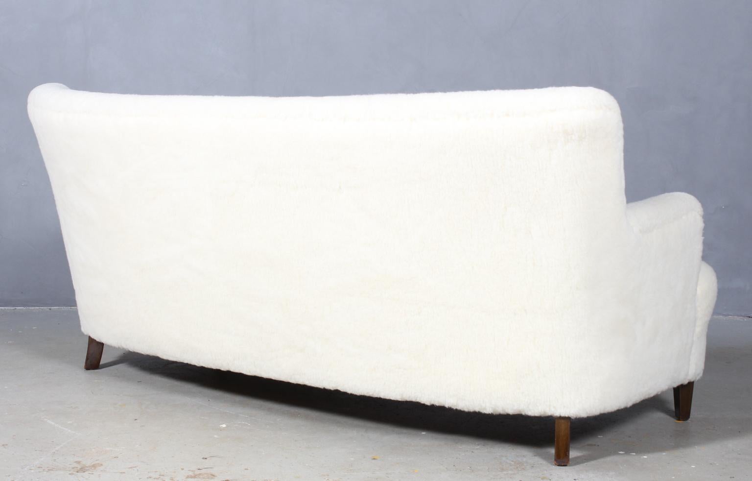 Georg Kofoed Three-Seat Sofa in Lambwool, 1940s 3