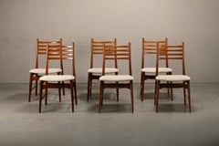 Chaises de salle à manger en teck et tissu de Georg Leowald pour Wilkhahn, Allemagne, années 1960