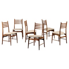 Chaises de salle à manger en teck et tissu de Georg Leowald pour Wilkhahn, Allemagne, années 1960