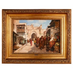 Orientalist Oil Painting of Damascus Gate in Jerusalem by Macco