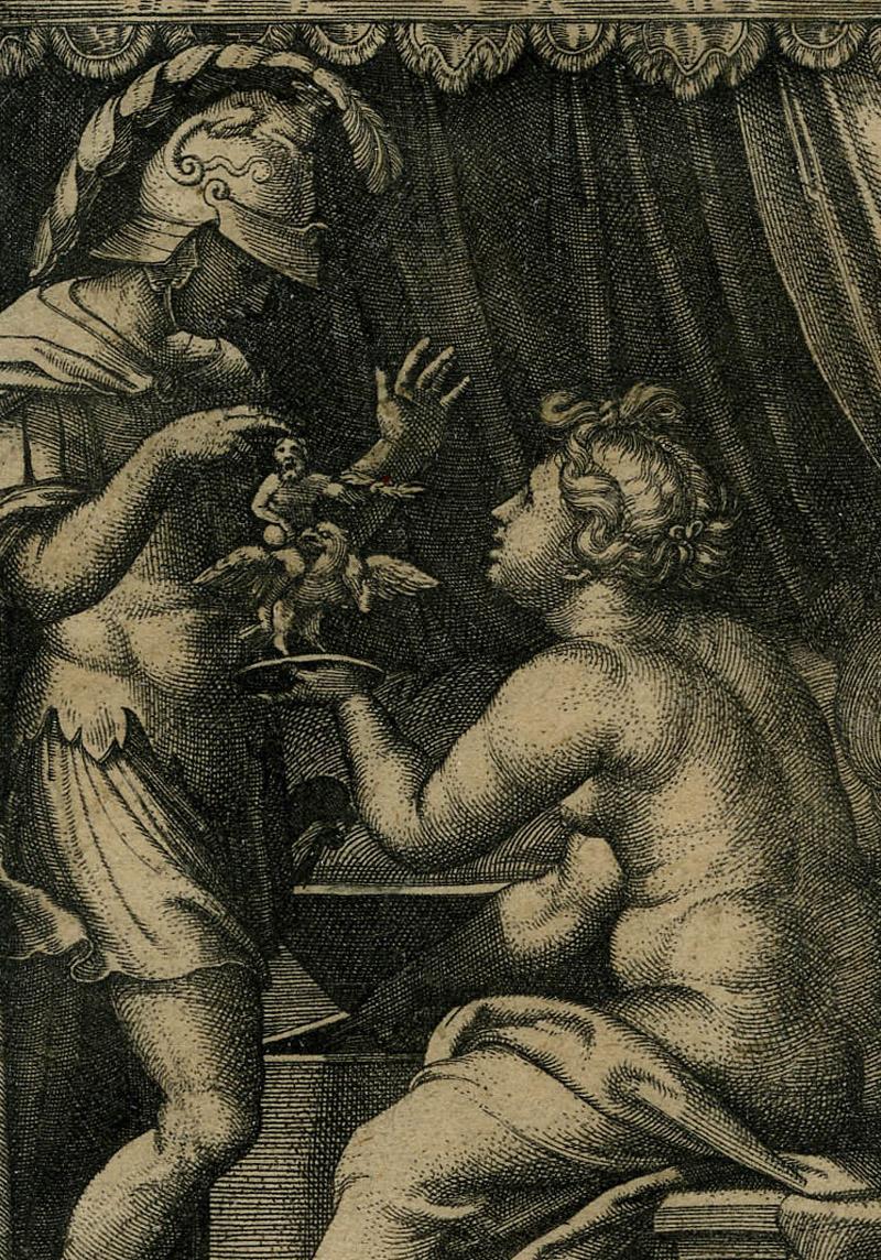 Medea and Jason
From the series: Greek Heroines
Engraving, c. 1539
Initialed in the plate lower right
Provenance: Grimes Collection
                      R. E. Lewis
References And Exhibitions:
Landau 48
Hollstein 121 i/II
Bartsch 71
Condition
