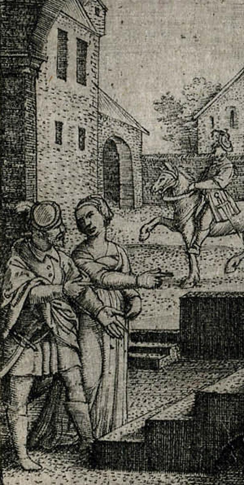 Sextus Tarquinius Raping Lucretia - Old Masters Print by Georg Pencz