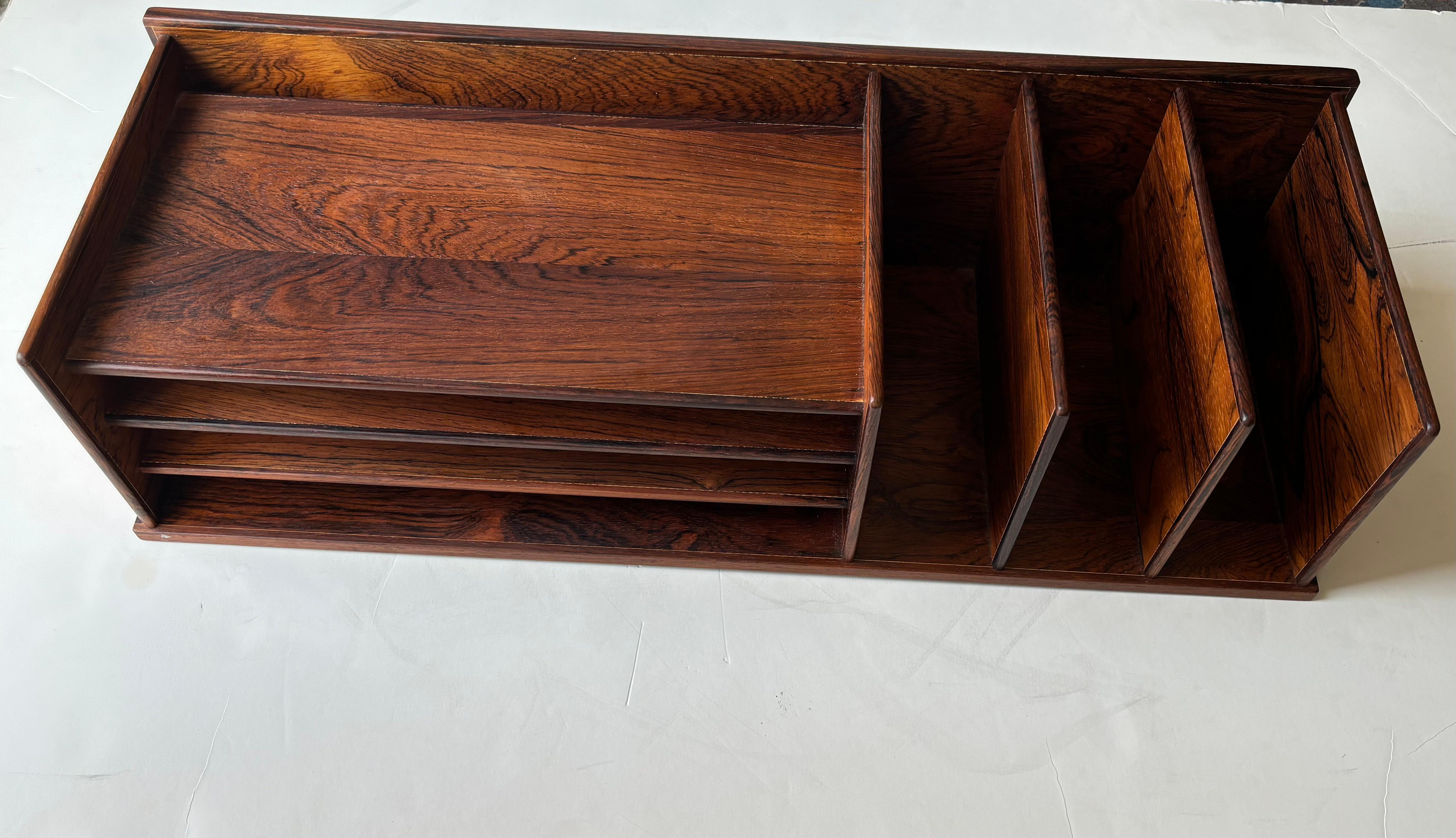 Georg Petersen rosewood letter tray organizer for Mobelfabrik , Denmark In Good Condition In Los Angeles, CA
