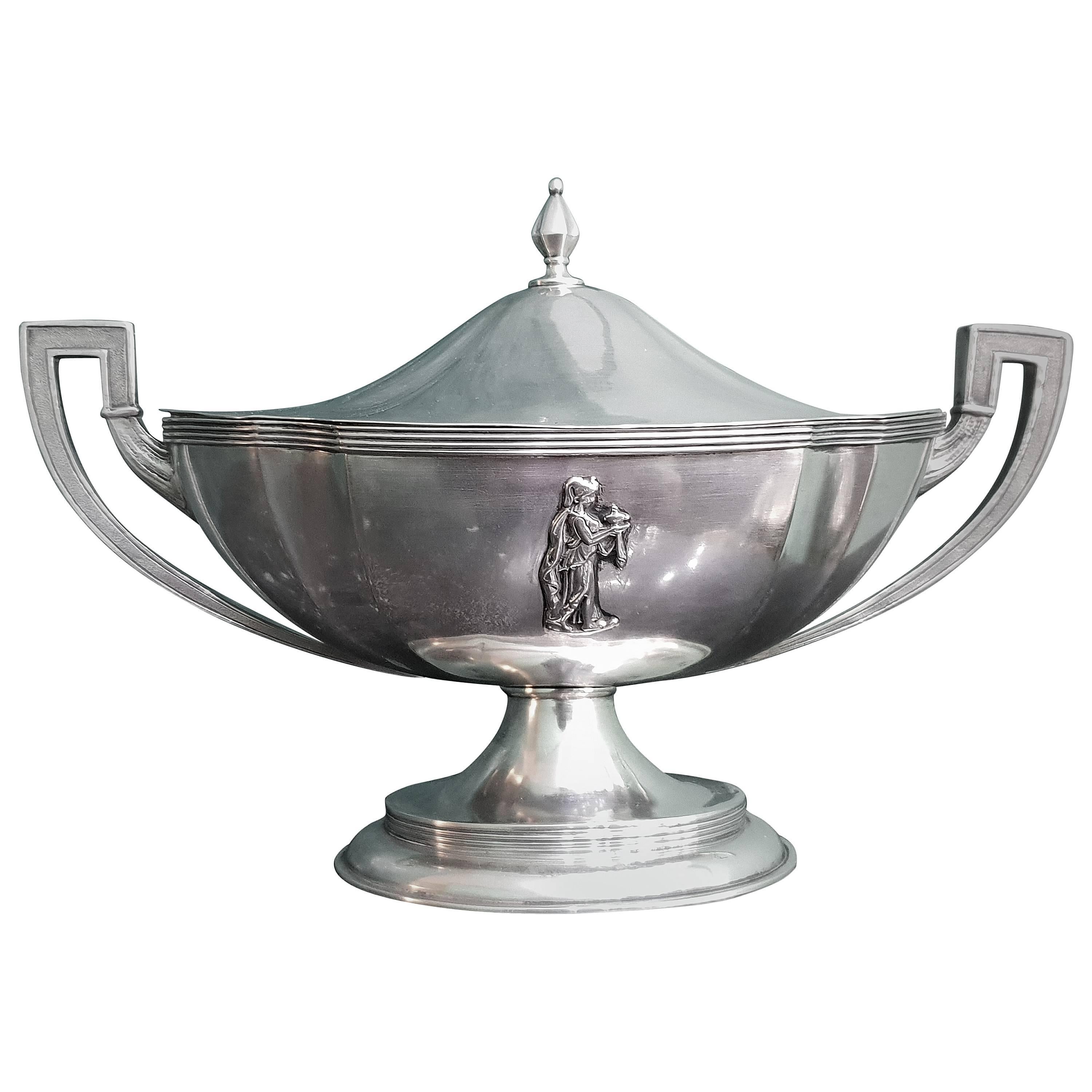 Georg Roth 19th Century Silver Gothic Revival Hanau Soup Bowl, 1890s For Sale