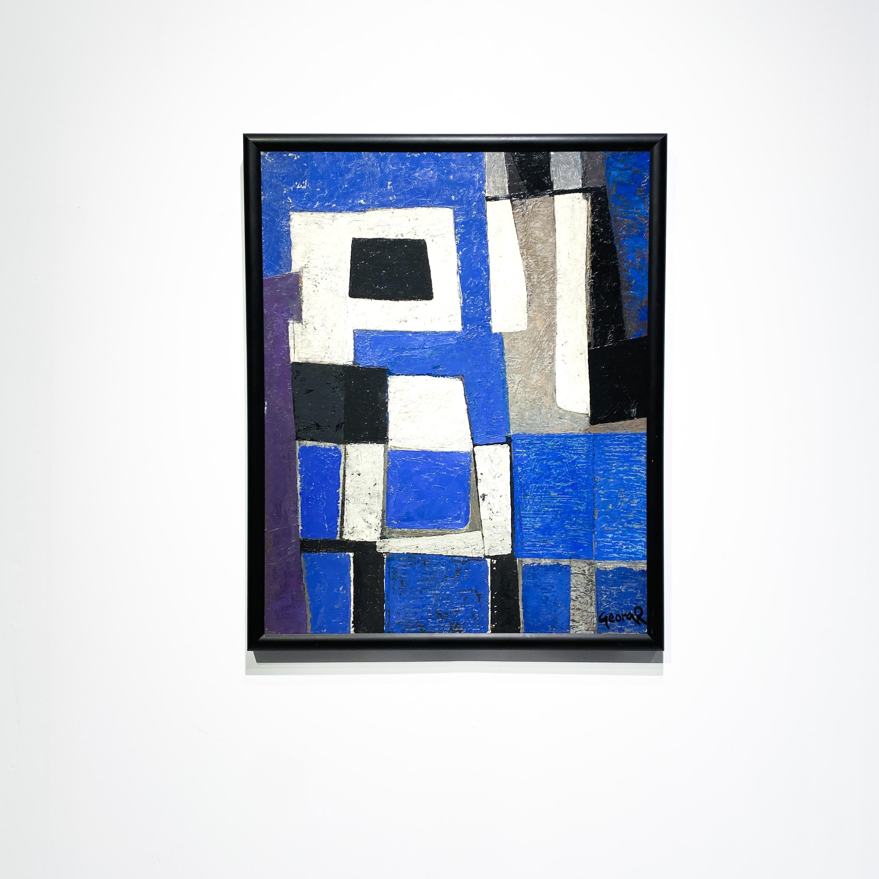 GEORG RUIJTER  geometrisches abstraktes Gemälde,  Mitte des Jahrhunderts, signiert und datiert 1961 (Moderne der Mitte des Jahrhunderts) im Angebot