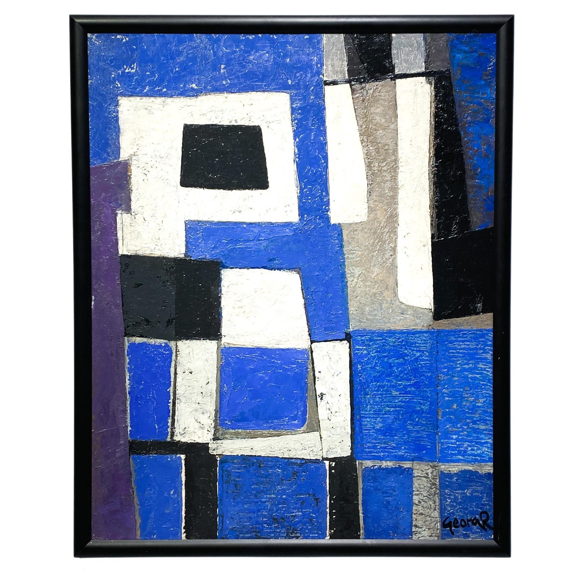 Georg Ruijter Geometric Abstract Painting, Midcentury, Signed & Dated 1961 For Sale
