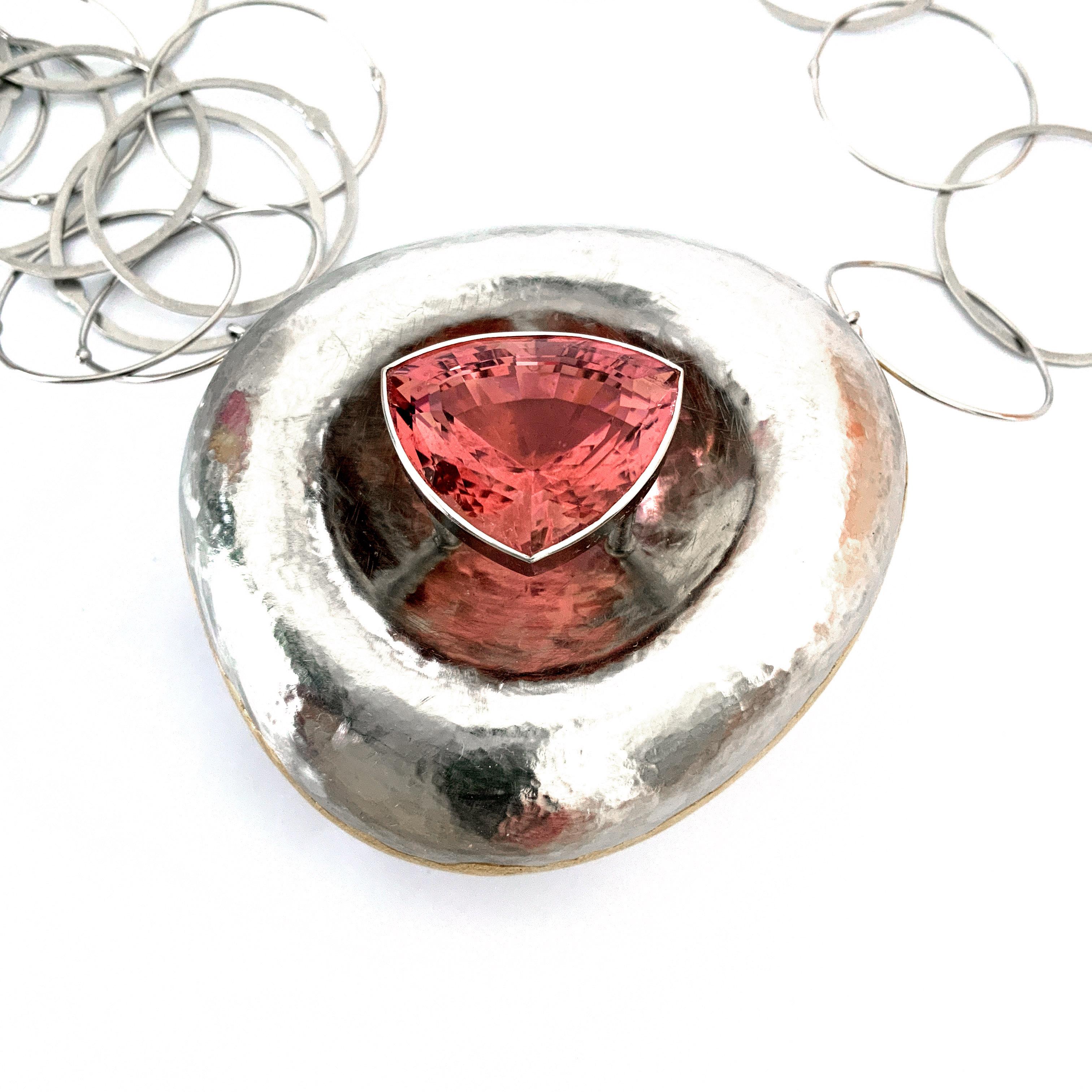 Contemporary Georg Spreng, Baked Potato Necklace Platinum 950 with natural Pink Tourmaline For Sale