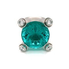 Georg Spreng - Caribbean Octopus Ring Pt 950 Tourmaline Paraiba color Diamonds
