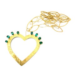 Georg Spreng, Flaming Hearts necklace 18 Karat Yellow Gold Tourmalines Turquoise