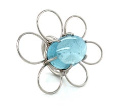 Georg Spreng - Quick Bug Ring Platinum 950 with Blue Aquamarine oval Cabochon