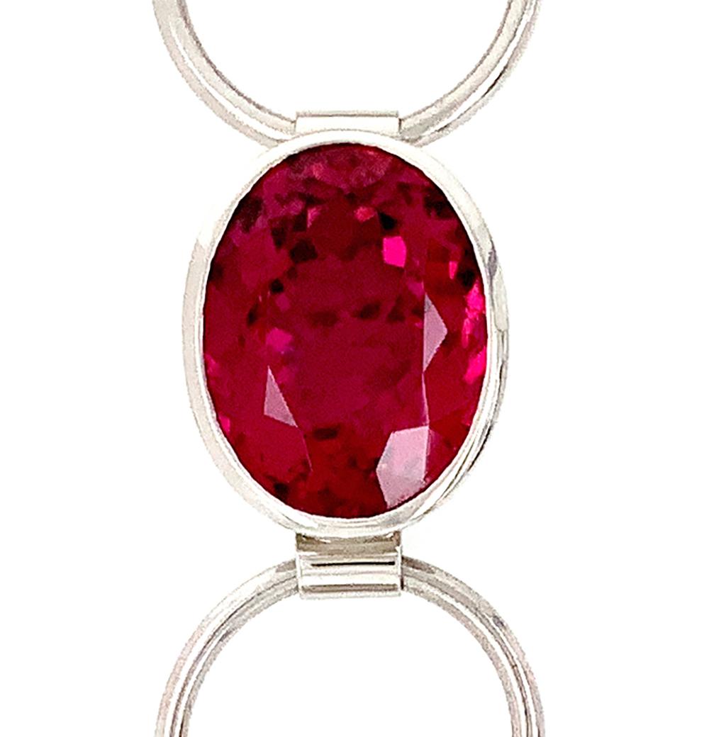 Oval Cut Georg Spreng - Rouge Amour Necklace Platinum 950 red pink Rubelite lilac Kunzite For Sale