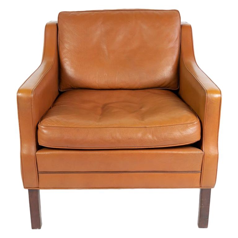 Georg Teams Vintage Lounge Chair Cognac Leather, Denmark, 1960s