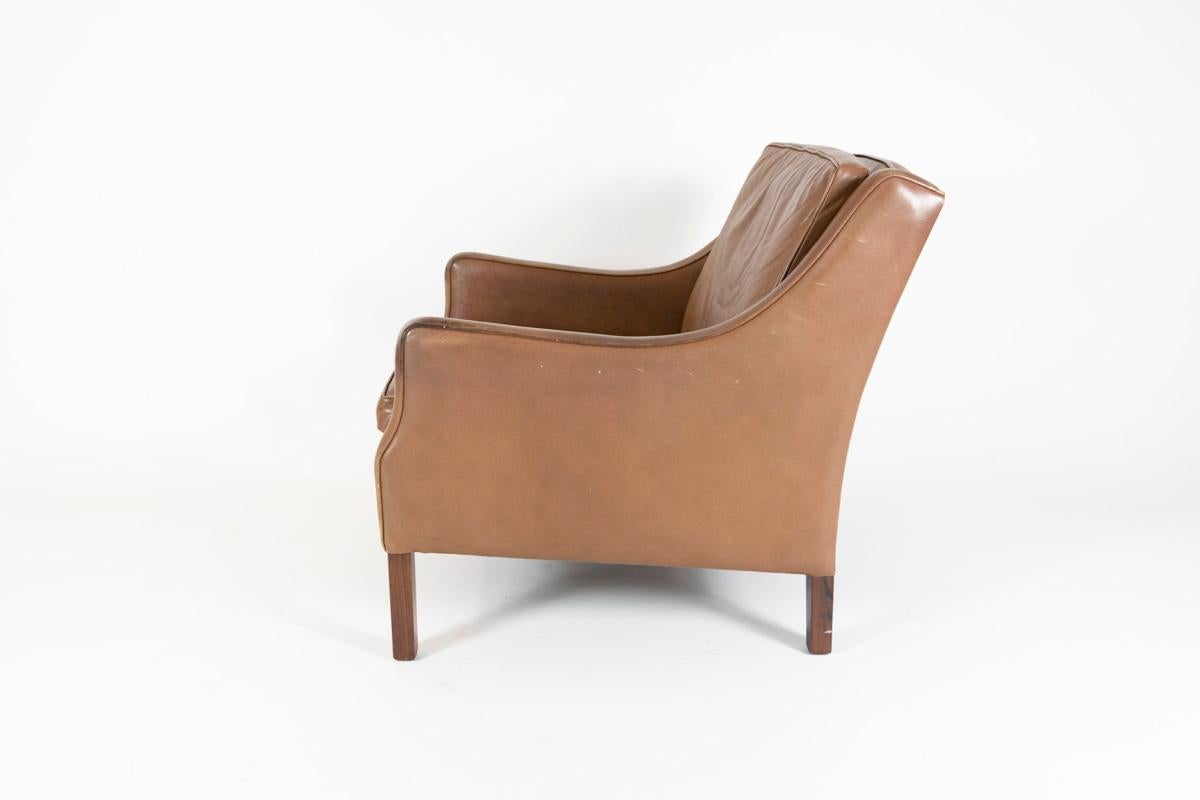 Danish Georg Teams Vintage Lounge Chair Tabak Leather, Denmark, 1960s
