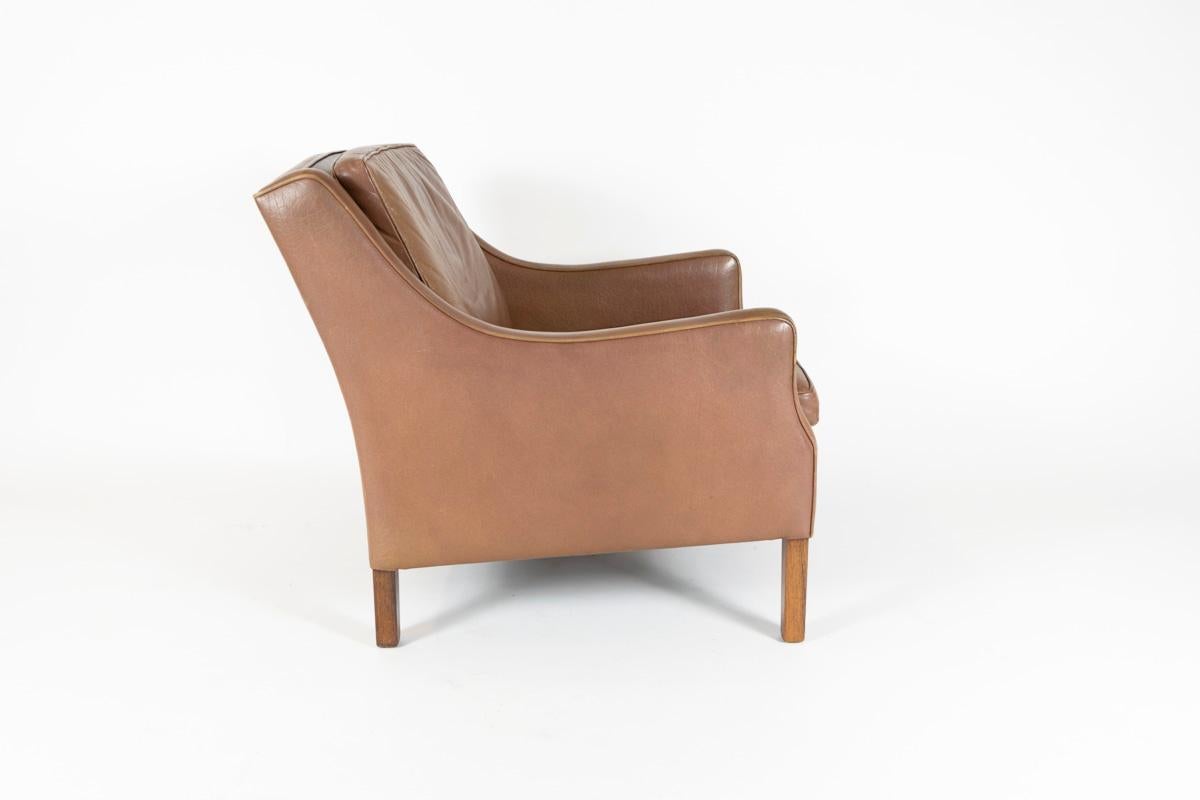 Mid-20th Century Georg Teams Vintage Lounge Chair Tabak Leather, Denmark, 1960s