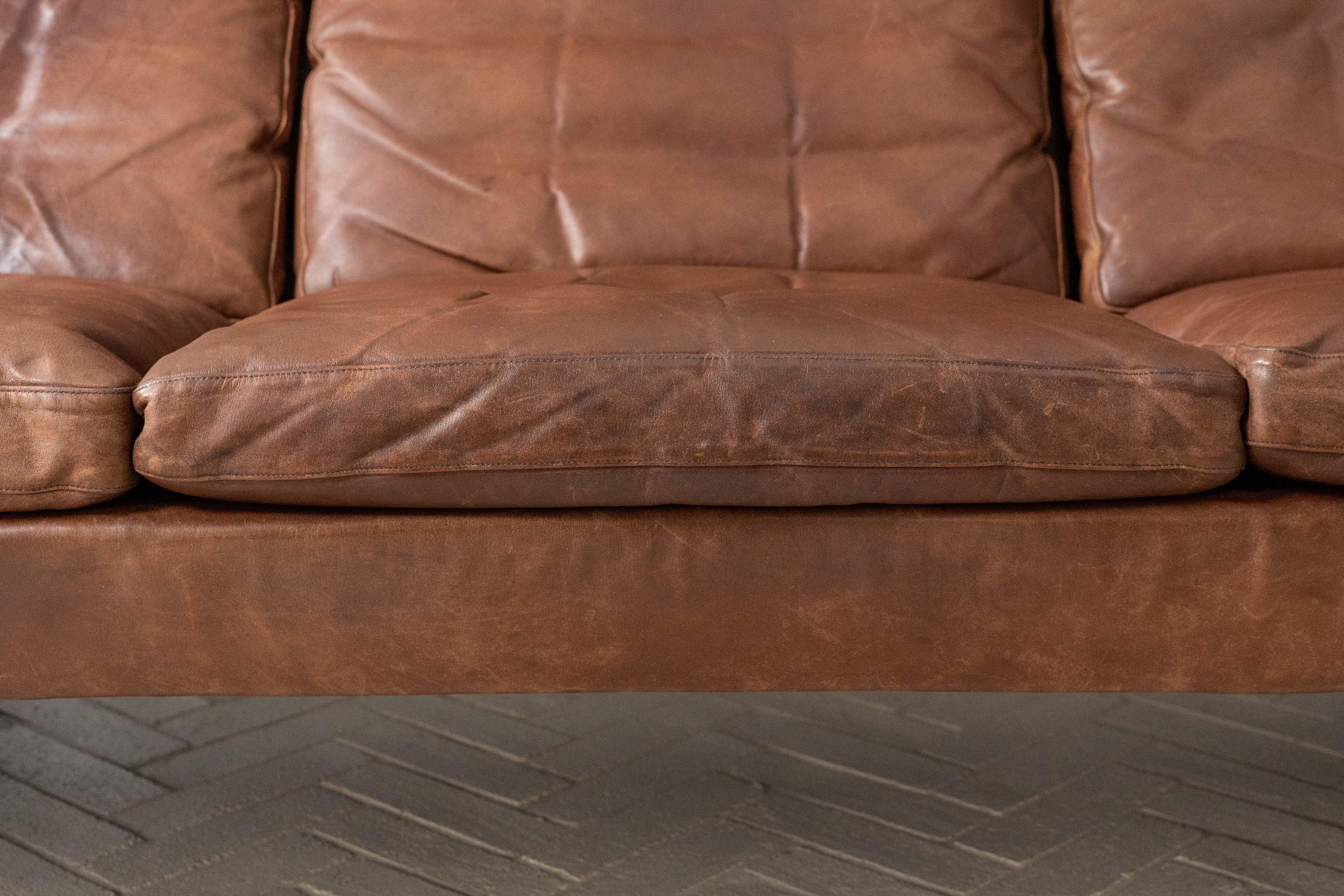 Georg Thams Brown Leather Sofa For Sale 5