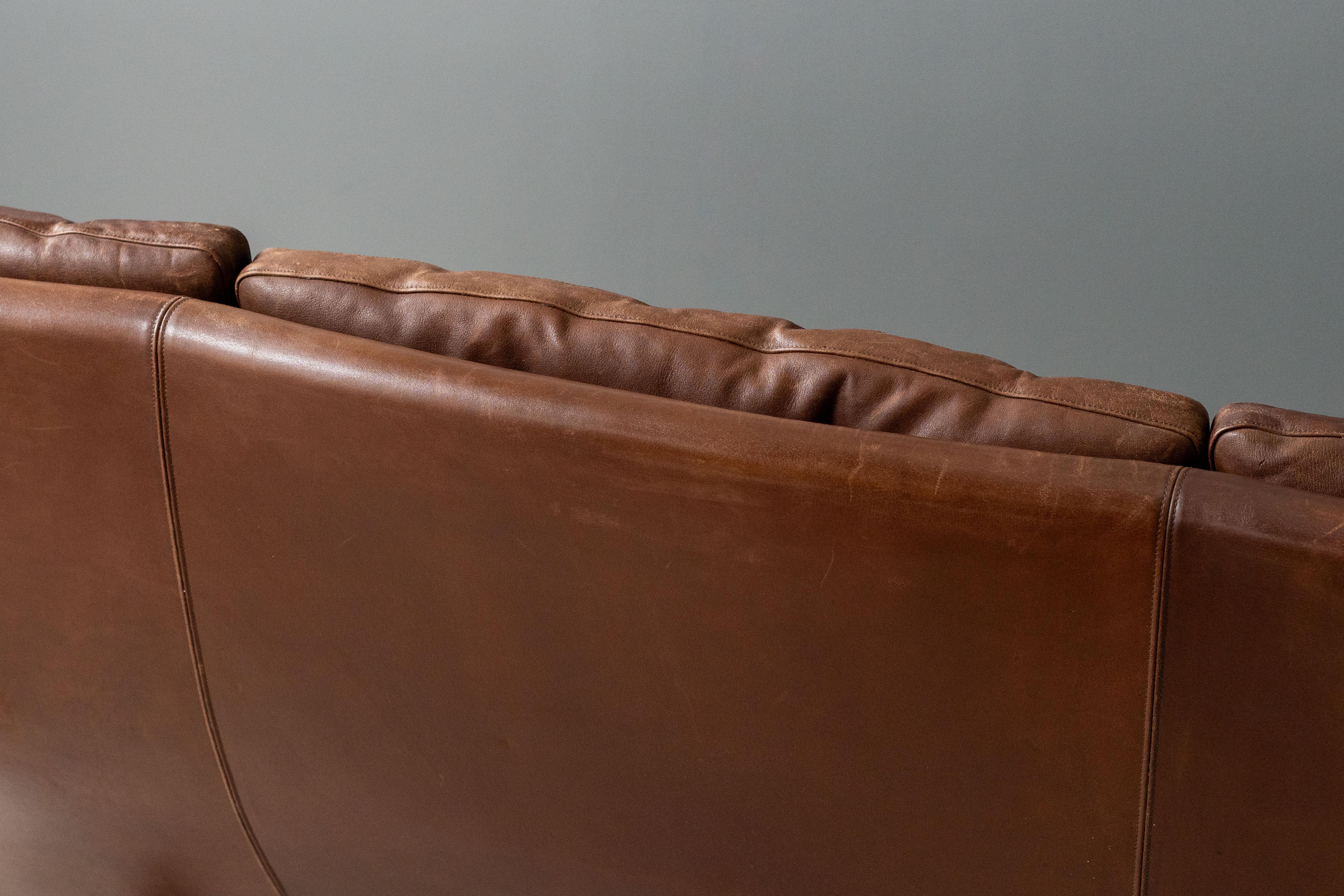 Georg Thams Brown Leather Sofa For Sale 9