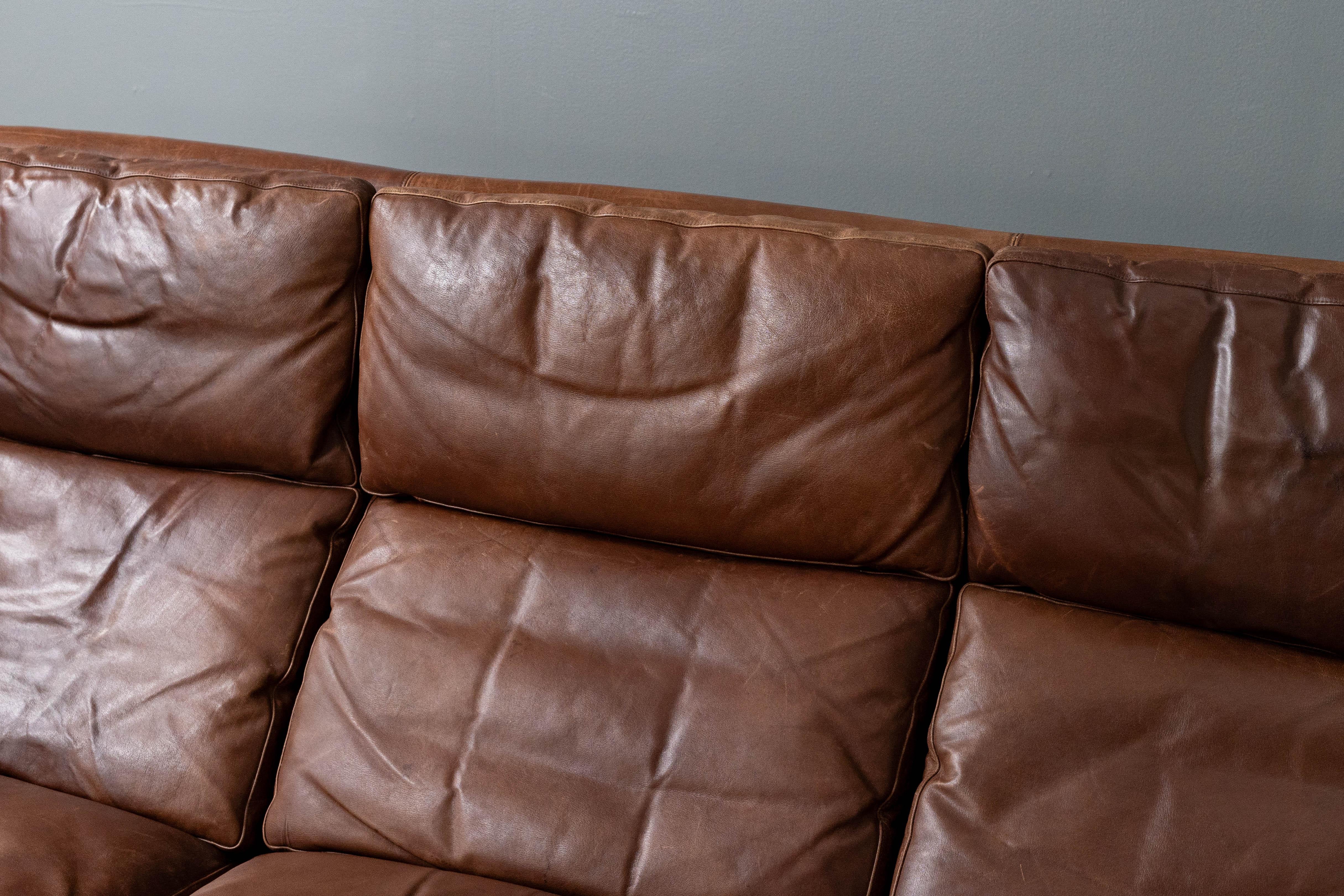 Mid-Century Modern Georg Thams Brown Leather Sofa For Sale
