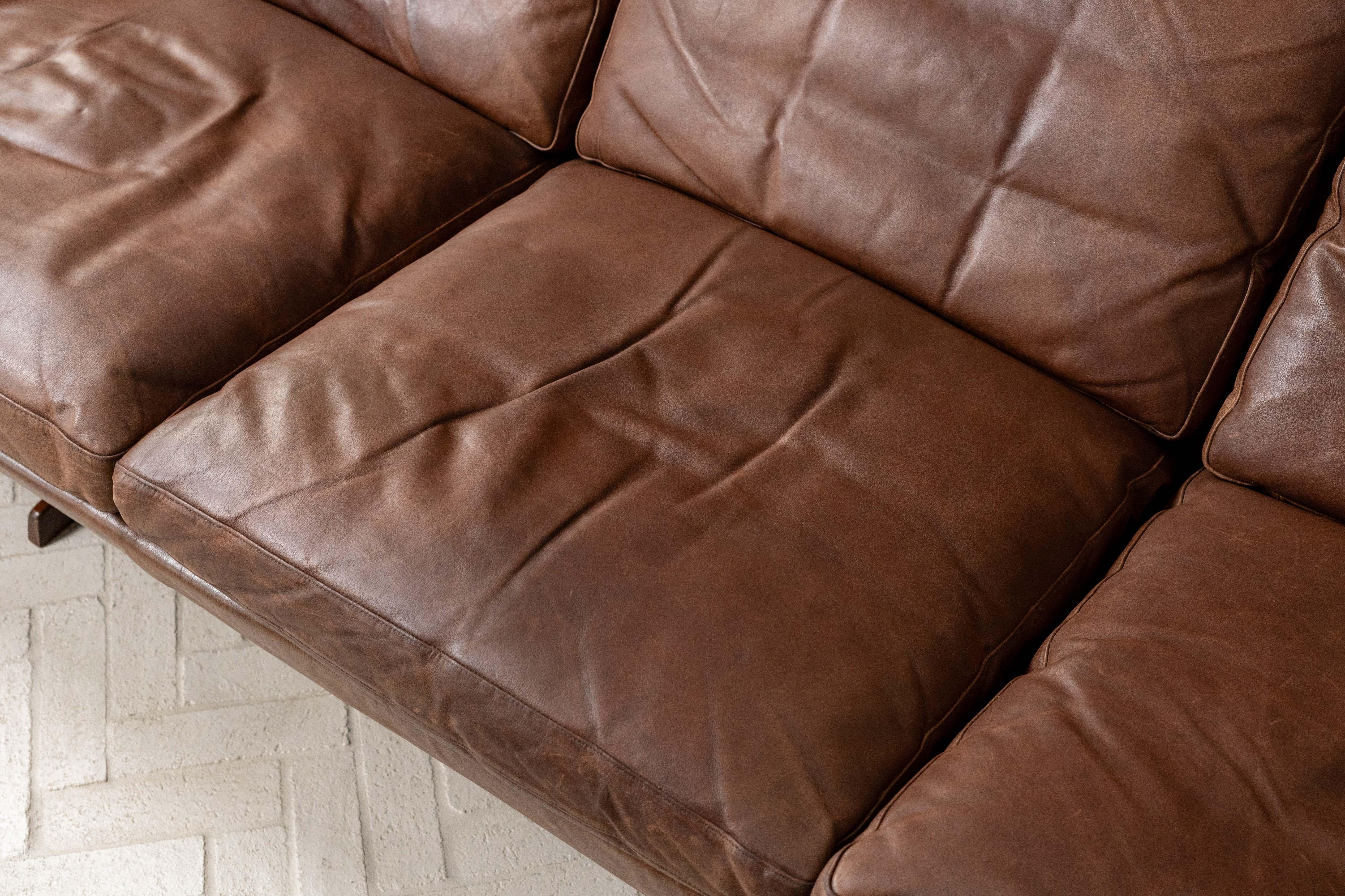 Danish Georg Thams Brown Leather Sofa For Sale