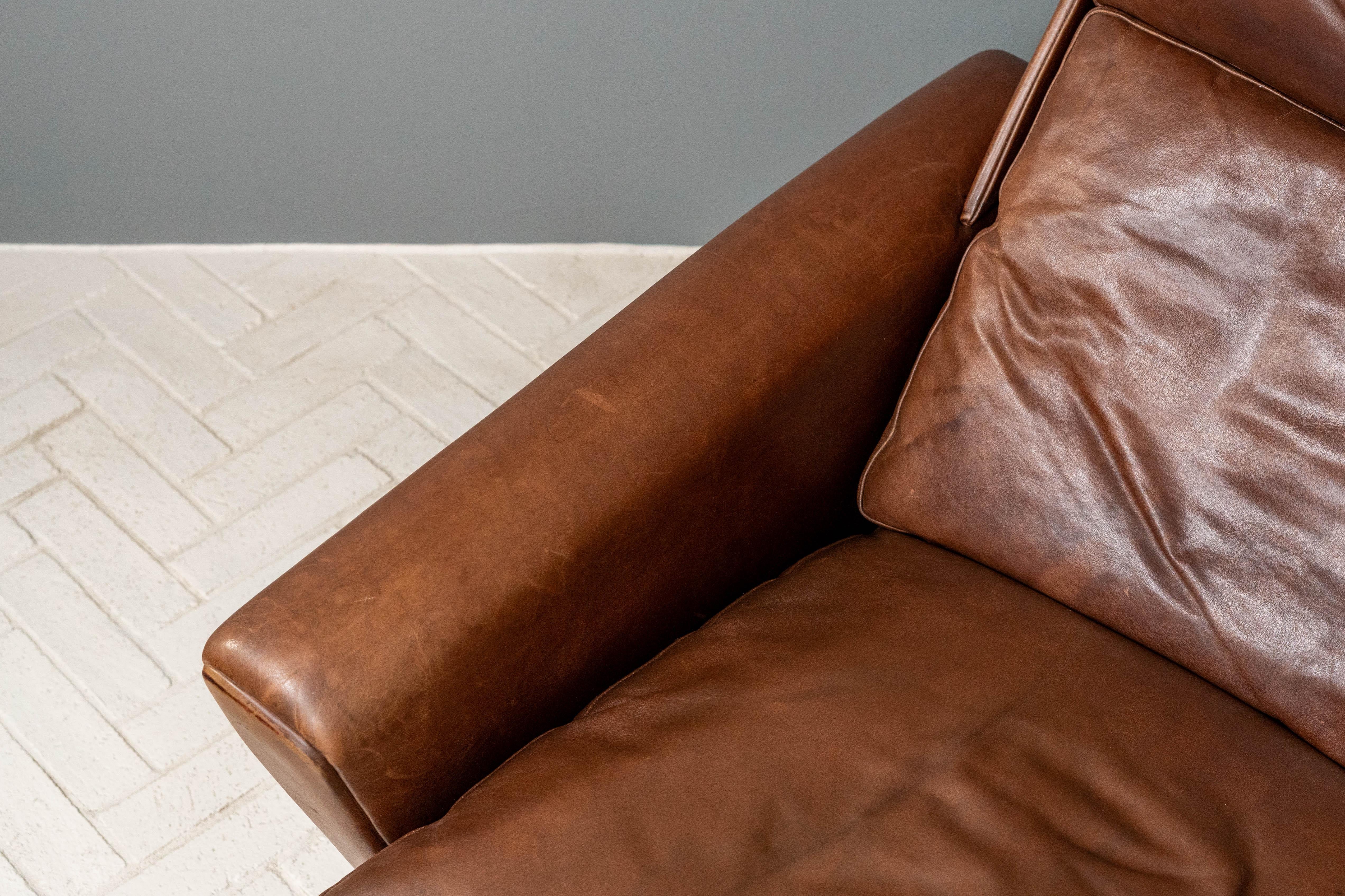 Georg Thams Brown Leather Sofa For Sale 2