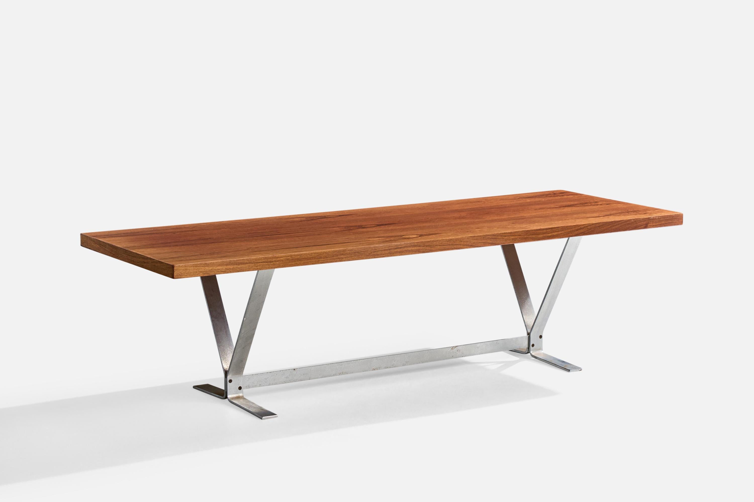 Table basse en bois de rose et en acier conçue par Georg Thams et produite par Heltborg Møbler, Danemark, c. années 1960.

Légères marques sur le plateau en bois

Usure correspondant à l'âge et à l'usage.

Dimensions globales (pouces) : 18.25 