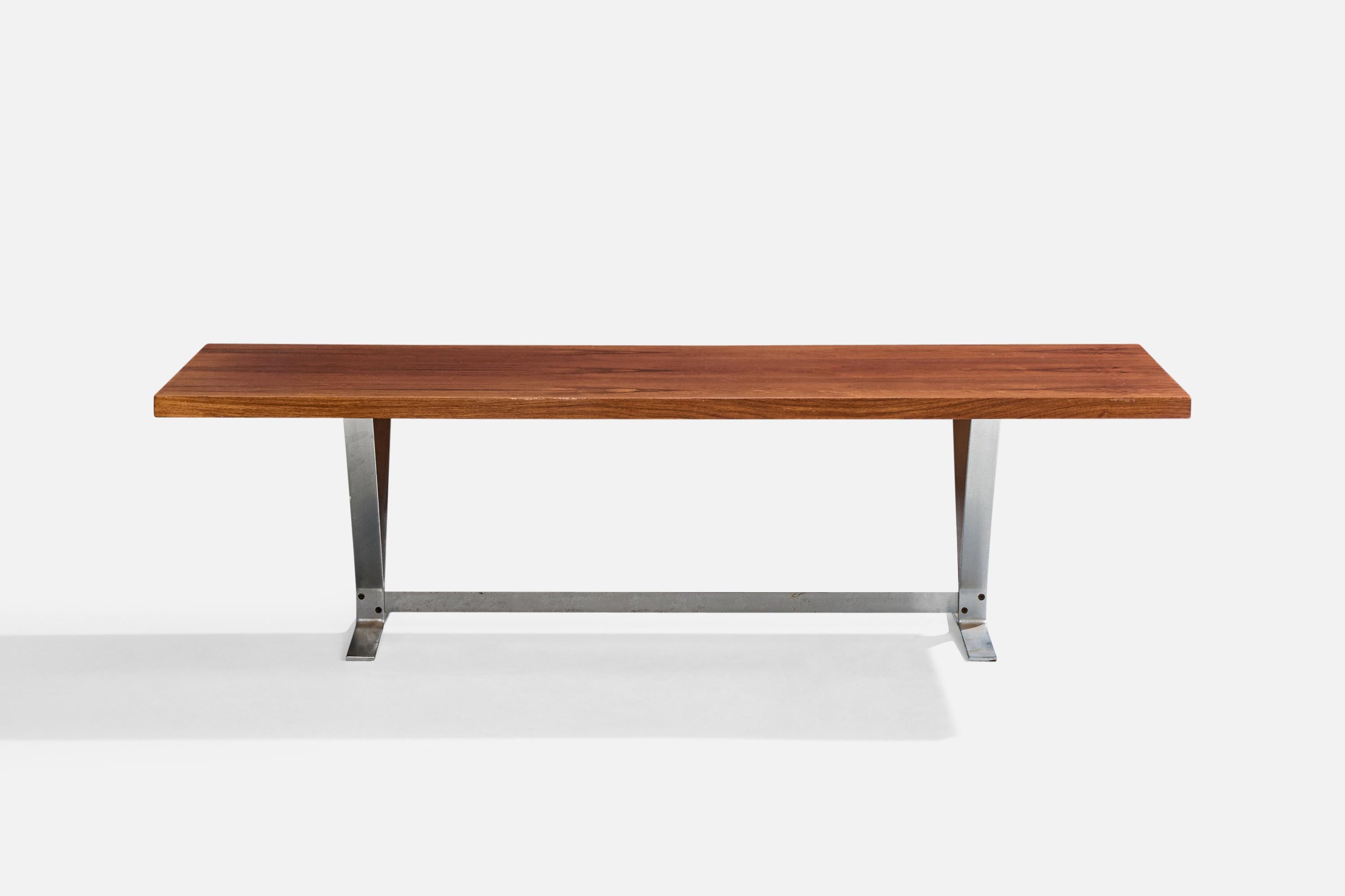 Mid-Century Modern Georg Thams, table basse, bois de rose, acier, Danemark, années 1960 en vente